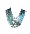 Plastron en Perles Bleu et Turquoise