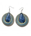 Boucles d'Oreilles en fil Large Bleu et Jaune