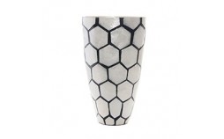 Vase nid d'abeilles nacre noir et blanc