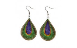 Boucles d'oreilles femme vert violet doré