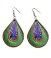 Boucles d'Oreilles en fil Large Vert Doré et Violet