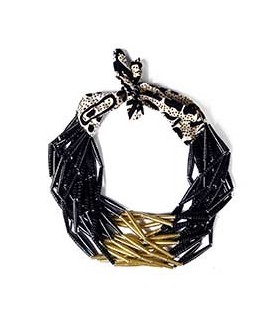 Collier perles de papier doré noir