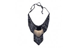 Collier plastron en papier recyclé doré noir