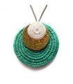 Collier avec Pendentif en Sisal et Laiton Vert