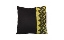 Coussin noir et jaune graphique