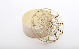 Boite à bijoux ronde large en bronze nacre