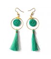 Boucles d'Oreilles Pompon en Sisal Vert