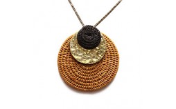 collier pendentif sisal camel