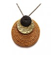 Collier avec Pendentif en Sisal et Laiton Camel