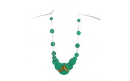 Sautoir collier long vert en sisal et laiton