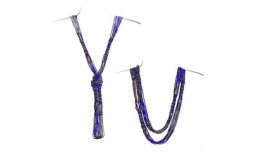 Sautoir en perles de verre avec noeud bleu