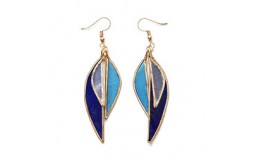 Boucles d'Oreilles en Nacre Longues Bleu