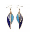 Boucles d'Oreilles en Nacre Longues Bleu