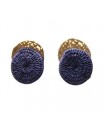 Boucles d'oreilles Sisal et Laiton Bleu Marine