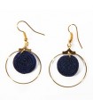 Boucles d'oreilles Rondes  Sisal Bleu Marine