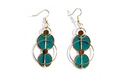 Boucles d'oreilles cercles en nacre turquoise