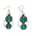 Boucles D'Oreilles en Nacre Cercles Turquoise