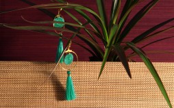 Ithemba Design Ethik Boucles d'oreilles éthique pompon vert sisal