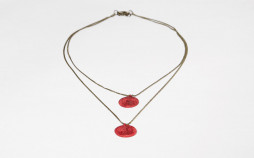 collier fait main double pendentif sisal rouge