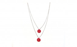 collier fin double pendentif rouge sisal
