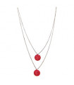 Collier en Sisal Double Pendentif Rouge