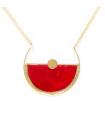 Collier Pendentif Demi Lune en Nacre Rouge