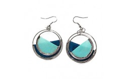 Boucles d'oreilles rondes en nacre bleu