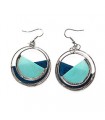 Boucles d'Oreilles Rondes Nacre Bleue