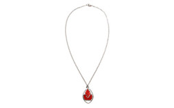 collier argenté double pendentif rouge