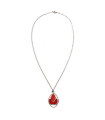 Collier Pendentif Nacre Feuilles Rouge